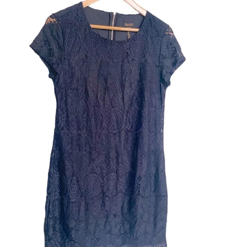 Laundry by Shelli Segal Black Short Sleeve Lace Dress Size 10